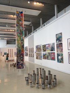 Mono print hung in the gallery