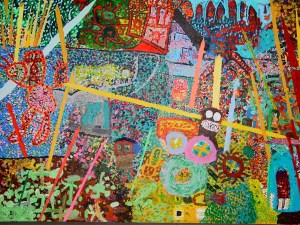 Collaborative painting with Grace Eyre Centre artists